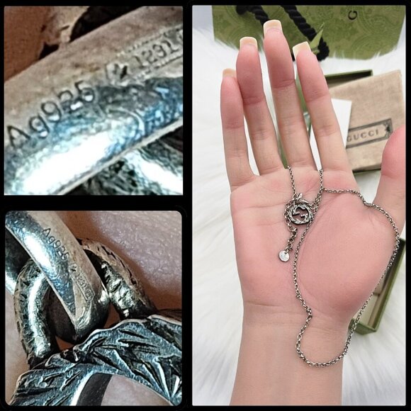 Textured Interlocking GG Marmont Pendant & Chain - Picture 7 of 17